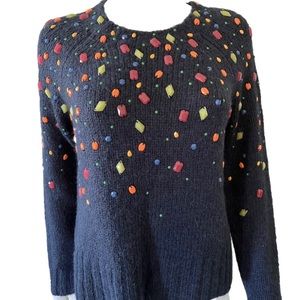 J. CREW Colorful Bead Embellished Alpaca-blend Sweater SIZE S